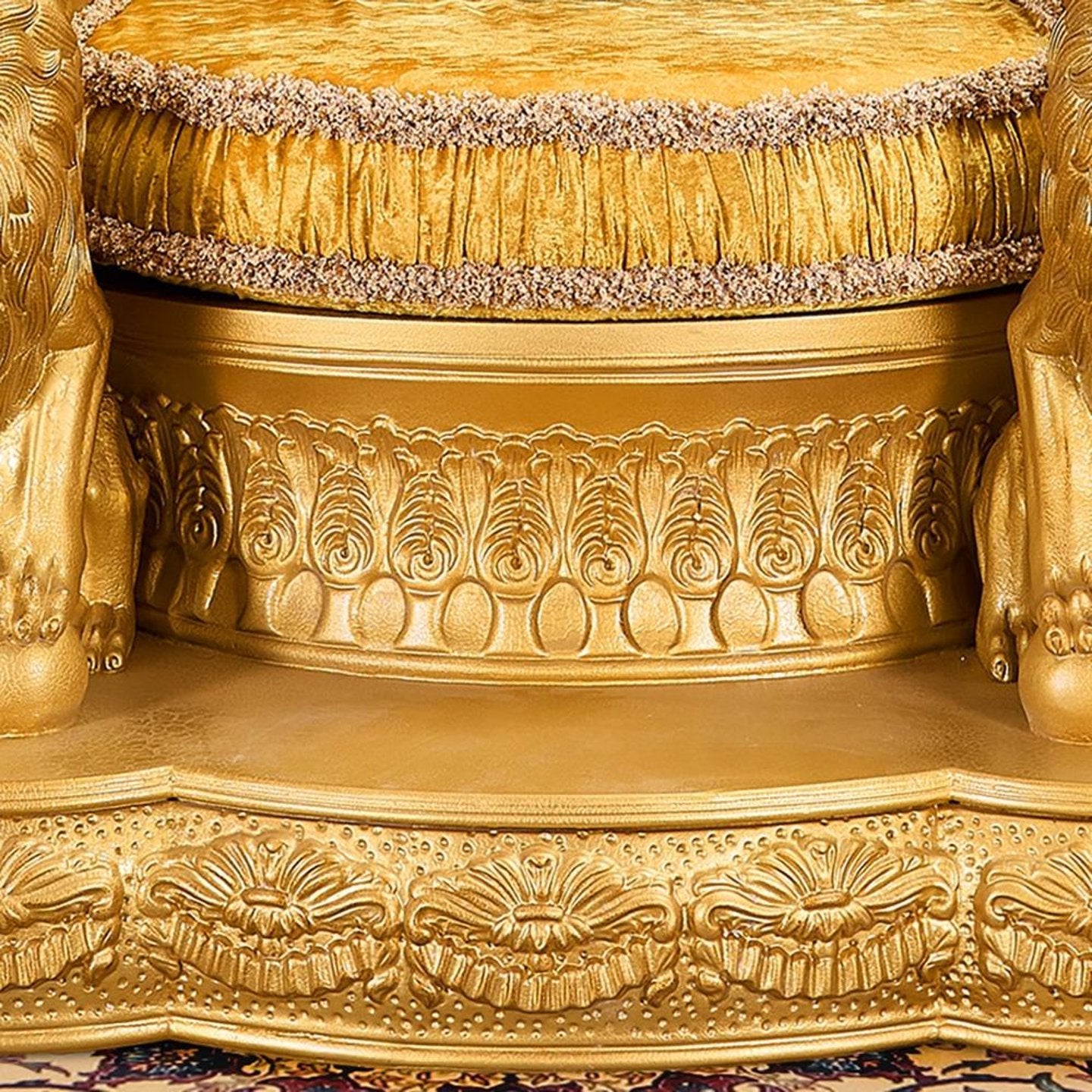 HD-1800 Versailles Style Lion Throne Chair in Metallic Antique Gold Finish Details | Homey Design - Home Elegance USA