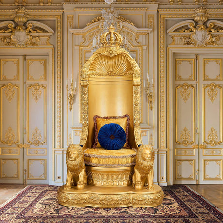 HD-1800 Versailles Style Lion Throne Chair in Metallic Antique Gold Finish by Homey Design - Home Elegance USA