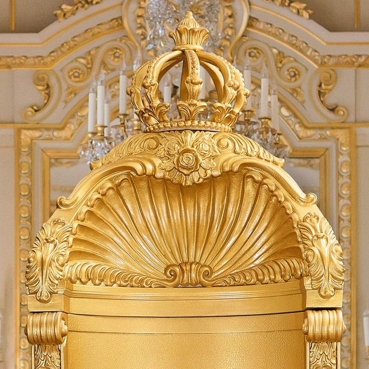 HD-1800 Versailles Style Lion Throne Chair in Metallic Antique Gold Finish Top View | Homey Design - Home Elegance USA