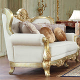 HD-93630 Traditional Victorian Living Room Set in White Tufted Leather by Homey Design - Home Elegance USA