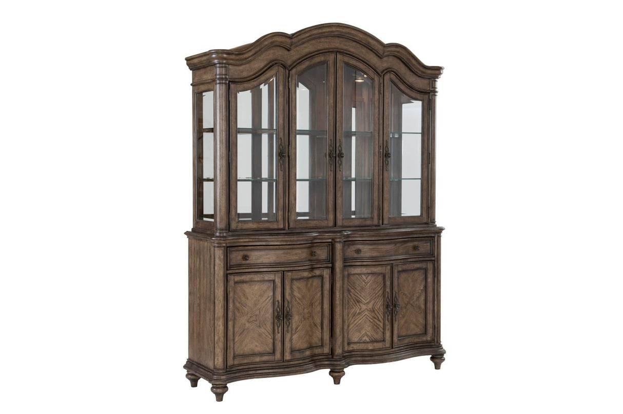 Heath Court China Cabinet in Brown Oak Traditional by Homelegance Homelegance Furniture