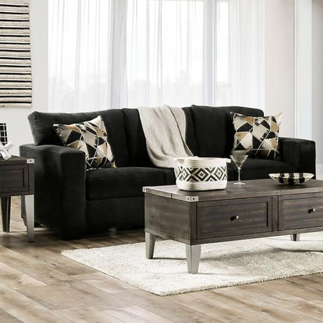 Heathway Contemporary Black Chenille Fabric Sofa and Loveseat by Furniture of America Furniture of America