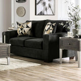 Heathway Contemporary Black Chenille Fabric Sofa and Loveseat by Furniture of America Furniture of America