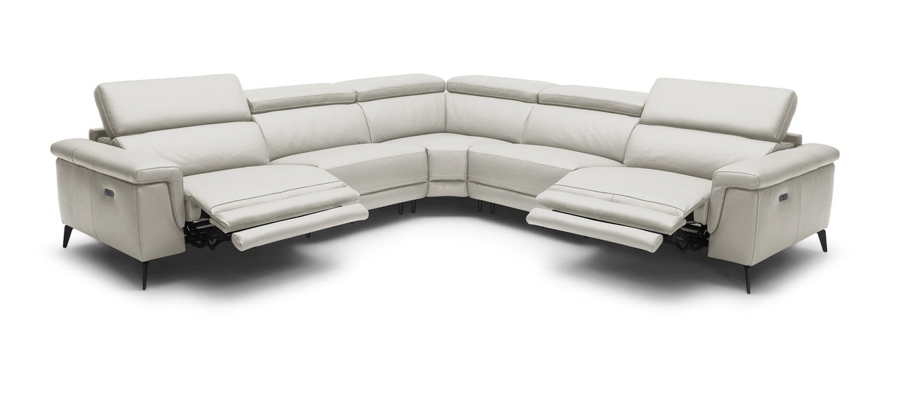 Hendrix 5-Piece Sectional Leather with 2 Power Recliners Smoke Gray | Home Elegance USA