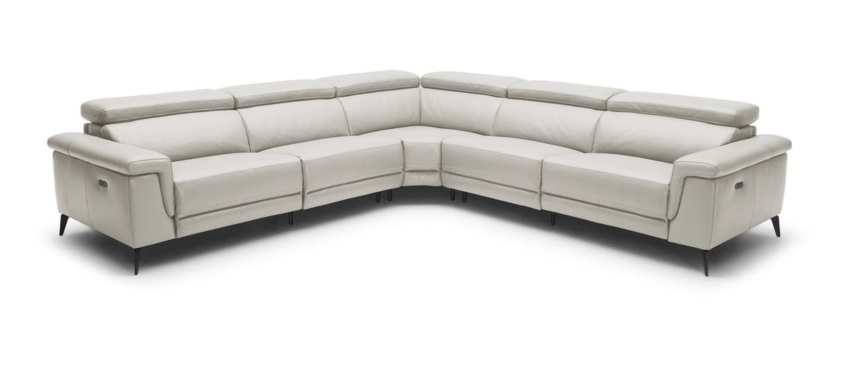 Hendrix 5-Piece Sectional Leather with 2 Power Recliners Smoke Gray | Home Elegance USA