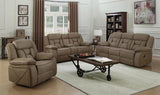 Higgins Manual Reclining Loveseat With Console By Coaster Furniture - Home Elegance USA