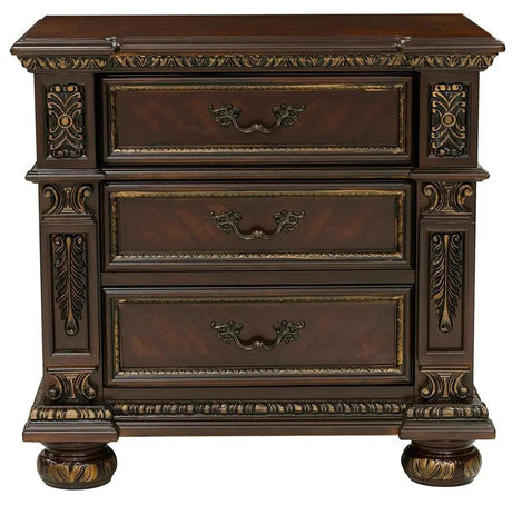 Homelegance Catalonia 3 Drawer Nightstand In Cherry 1824-4