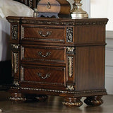 Homelegance Catalonia 3 Drawer Nightstand In Cherry 1824-4