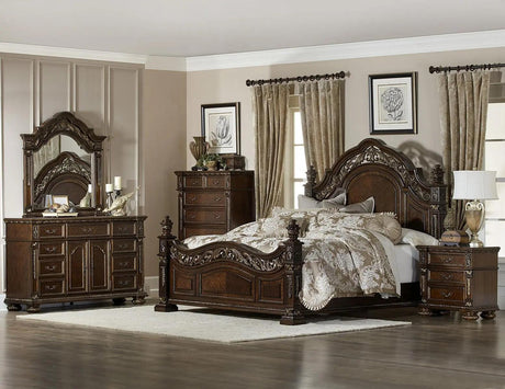 Catalonia 5-Drawer Traditional Chest Dark Cherry & Gold Tipping – Homelegance