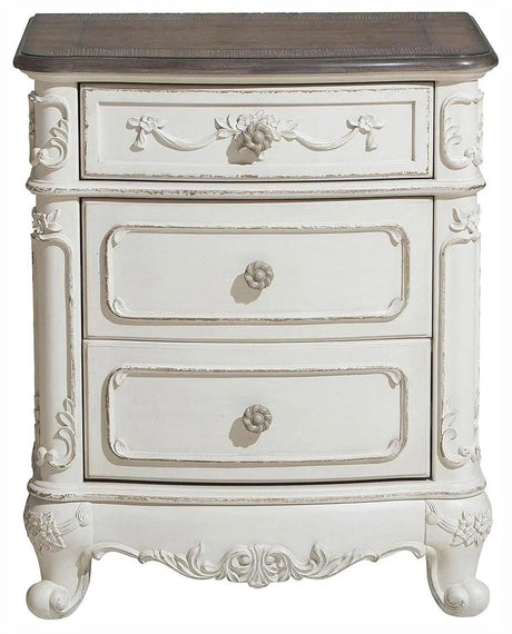 Homelegance Cinderella Night Stand In Antique White With Grey Rub-Through 1386Nw-4