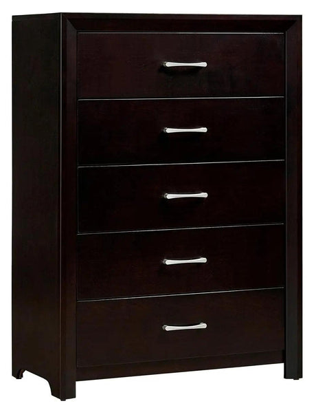 Homelegance Edina 5 Drawer Chest In Espresso-Hinted Cherry 2145-9