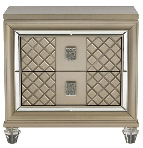 Homelegance Furniture Loudon 2 Drawer Nightstand In Champagne Metallic 1515-4