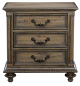 Homelegance Furniture Rachelle 3 Drawer Nightstand In Weathered Pecan 1693-4