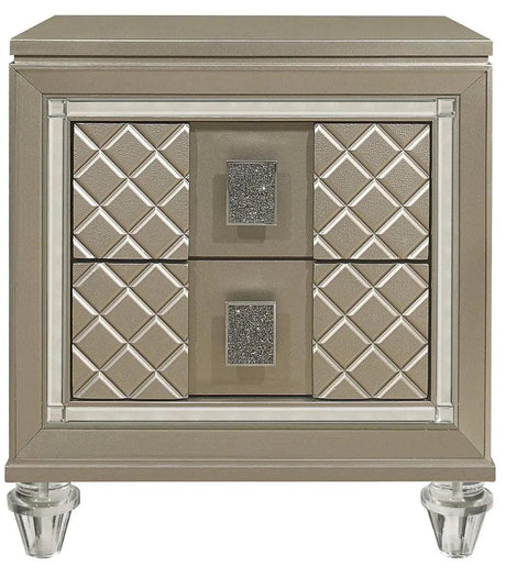 Homelegance Furniture Youth Loudon 2 Drawer Nightstand In Champagne Metallic B1515-4