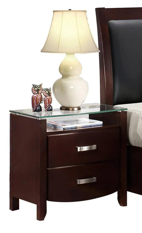 Homelegance Lyric 2 Drawer Nightstand In Dark Espresso 1737Nc-4