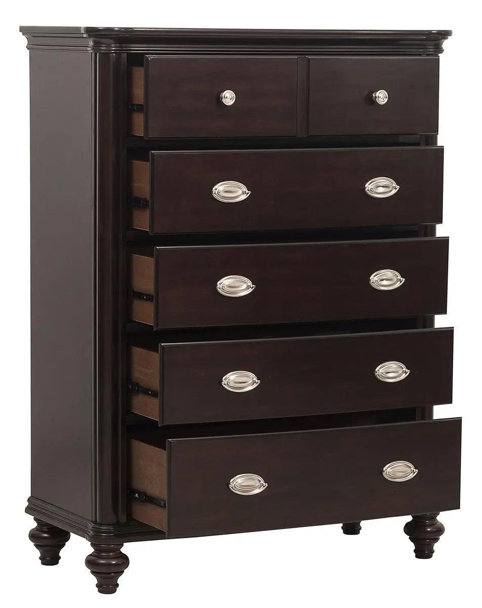 Homelegance Marston 5 Drawer Chest In Dark Cherry 2615Dc-9