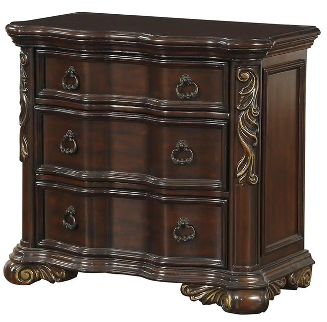 Homelegance Royal Highlands 3 Drawer Nightstand In Rich Cherry 1603-4