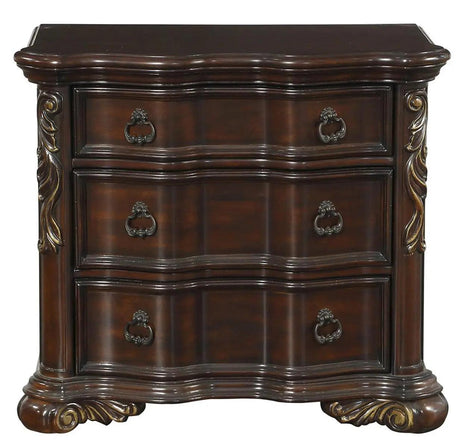 Royal Highlands 3-Drawer Nightstand in Dark Cherry – Homelegance 1603-4