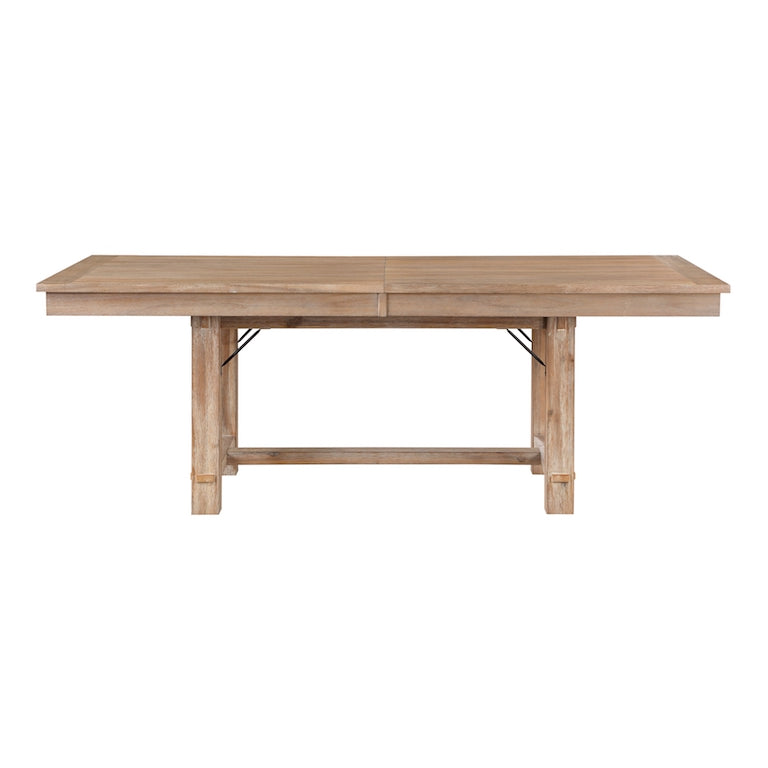 Wooden dining table on a white background
