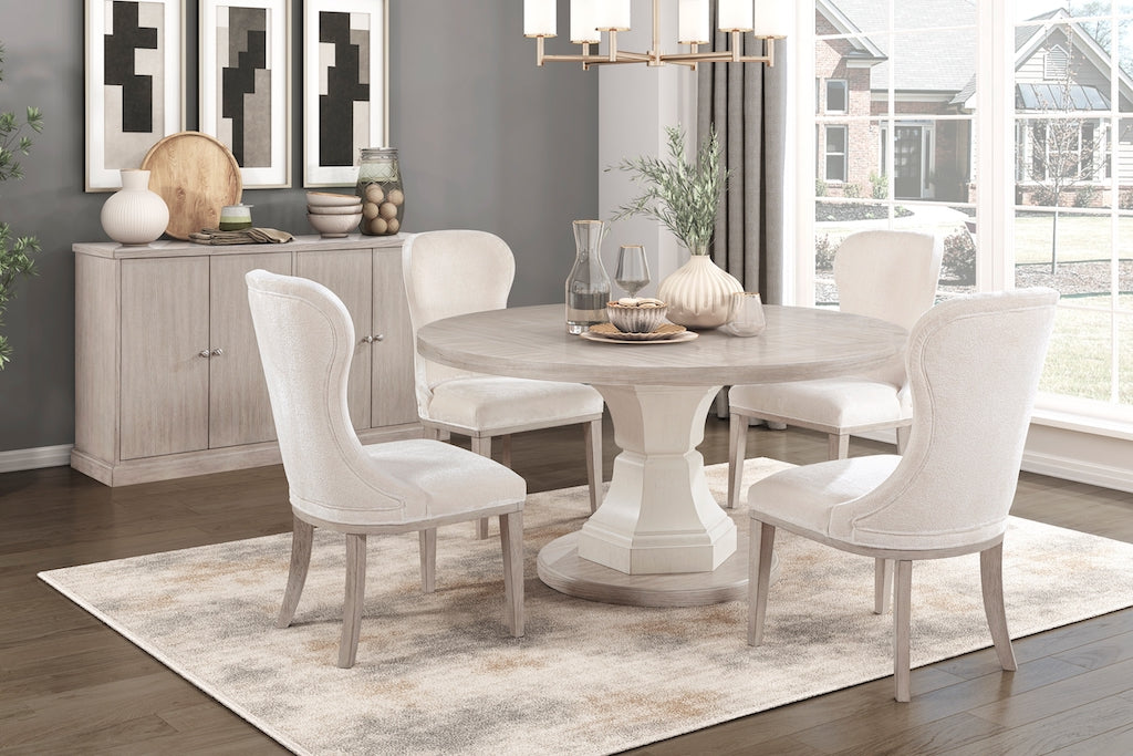 Homelegance Lofton 5 Piece Round Dining Room Set in Light Gray & White Finish – 6018 Collection - Home Elegance USA