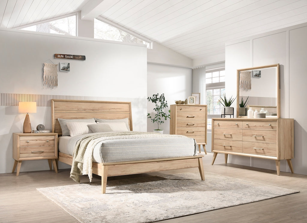 Homelegance Marrin 6-Drawer Dresser in natural oak finish with brushed nickel hardware.