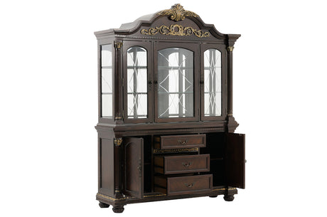 Homelegance Russian Hill Traditional Double Pedestal Dining Room Set – Cherry & Gold Finish