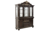 Decorative wooden cabinet with glass panels on a white background