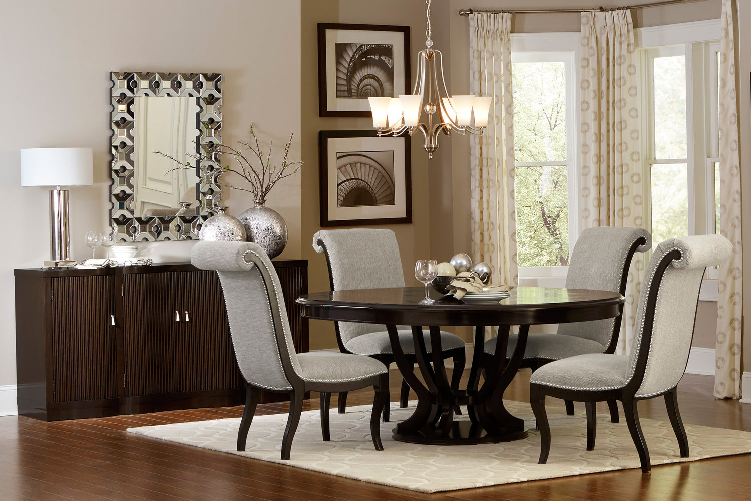 Savion 7 Piece Dining Room Set In Espresso 5494-76-7Set | Homelegance - Home Elegance USA