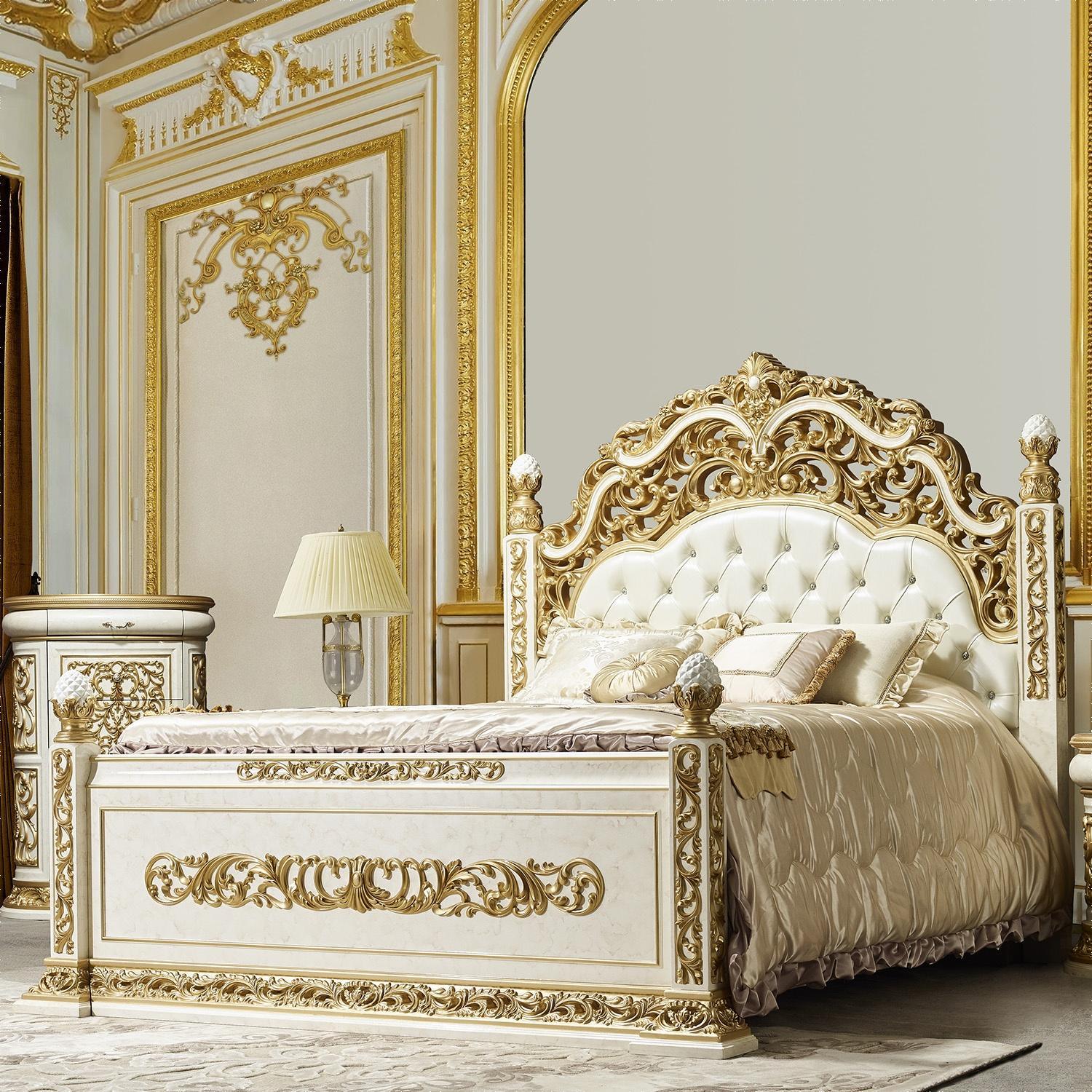 White and gold store bedroom set