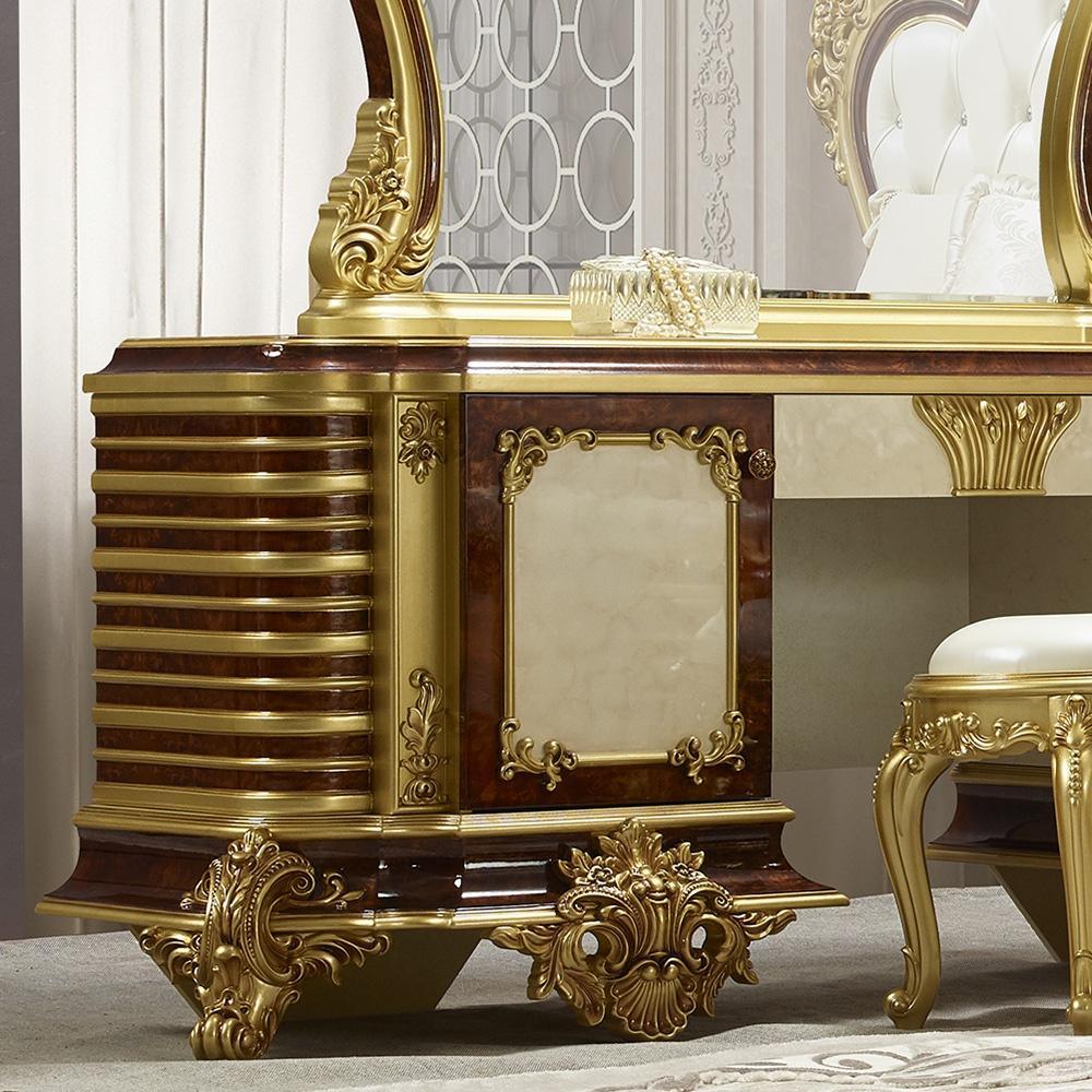 King Size Bedroom Set In Dark Cherry & Gold Finish | Homey King Size Bedroom Set In Dark Cherry & Gold Finish | Homey