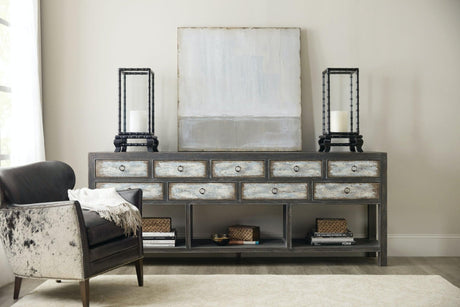 Beaumont Console 9-Drawer in French Press Finish – Hooker Furniture