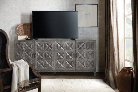Beaumont Entertainment Console in Shale Gray Oak – Hooker Furniture