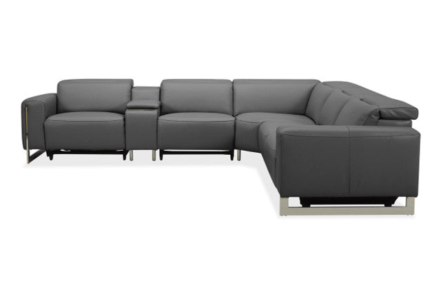 Hudson 6-Piece Sectional Leather w/3 Power Recliners | BH Design - Home Elegance USA