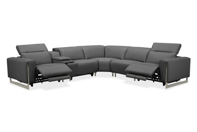 Hudson 6-Piece Sectional Leather w/3 Power Recliners | BH Design - Home Elegance USA