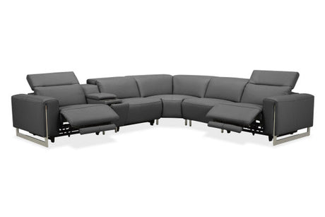 Hudson 6-Piece Sectional Leather w/3 Power Recliners | BH Design - sold by Home Elegance USA