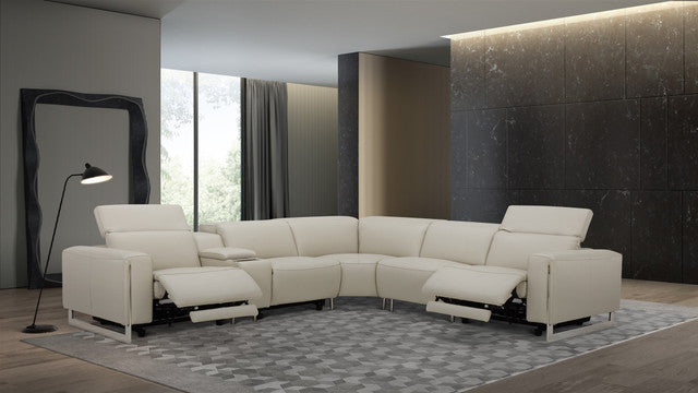 Hudson 6-Piece Sectional Leather w/3 Power Recliners | BH Design - Home Elegance USA