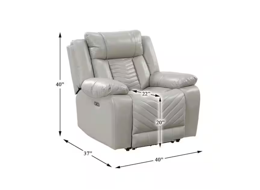 Huron 3-Piece Power Reclining Living Room Set Gray Faux Leather – Homelegance