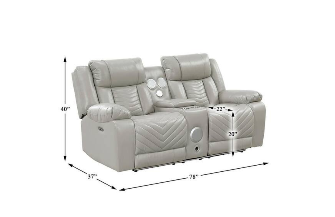 Huron 3-Piece Power Reclining Living Room Set Gray Faux Leather – Homelegance