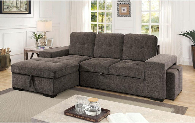 Jamiya Transitional Fabric Sectional Sofa CM6959GY by Furniture of America Furniture of America