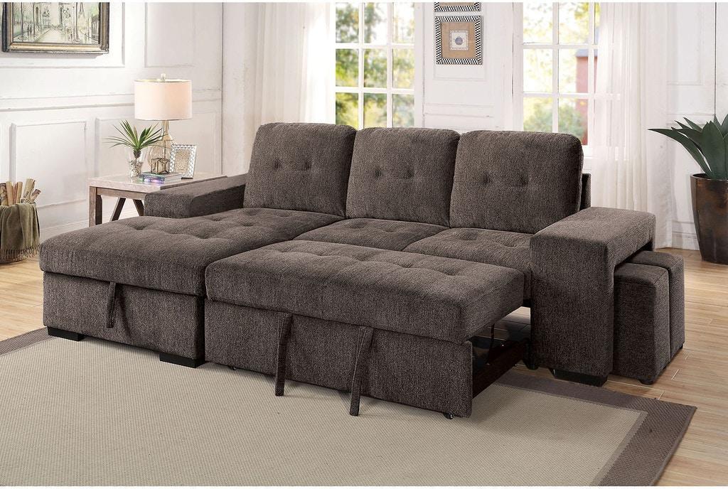 Jamiya Transitional Fabric Sectional Sofa CM6959GY by Furniture of America Furniture of America