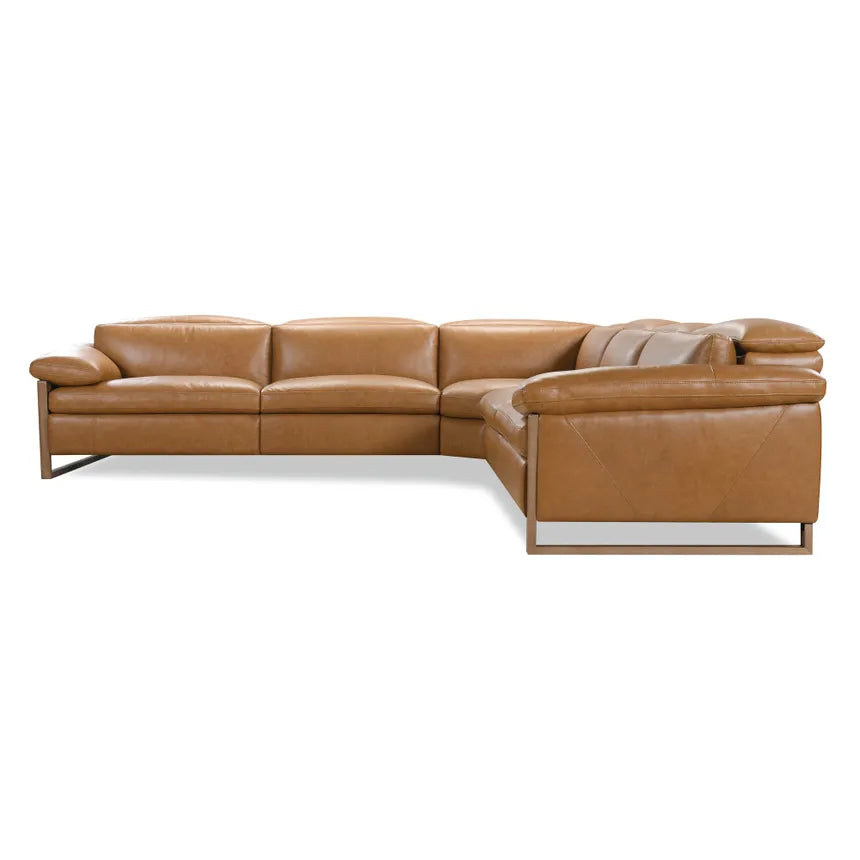 Jericho Five-Piece Sectional - Dallas Toffee Leather | Hooker Furniture - sold by Home Elegance USA