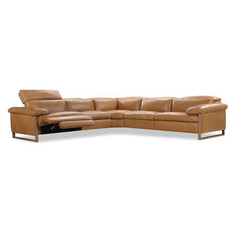 Jericho Five-Piece Sectional - Dallas Toffee Leather | Hooker Furniture - sold by Home Elegance USA
