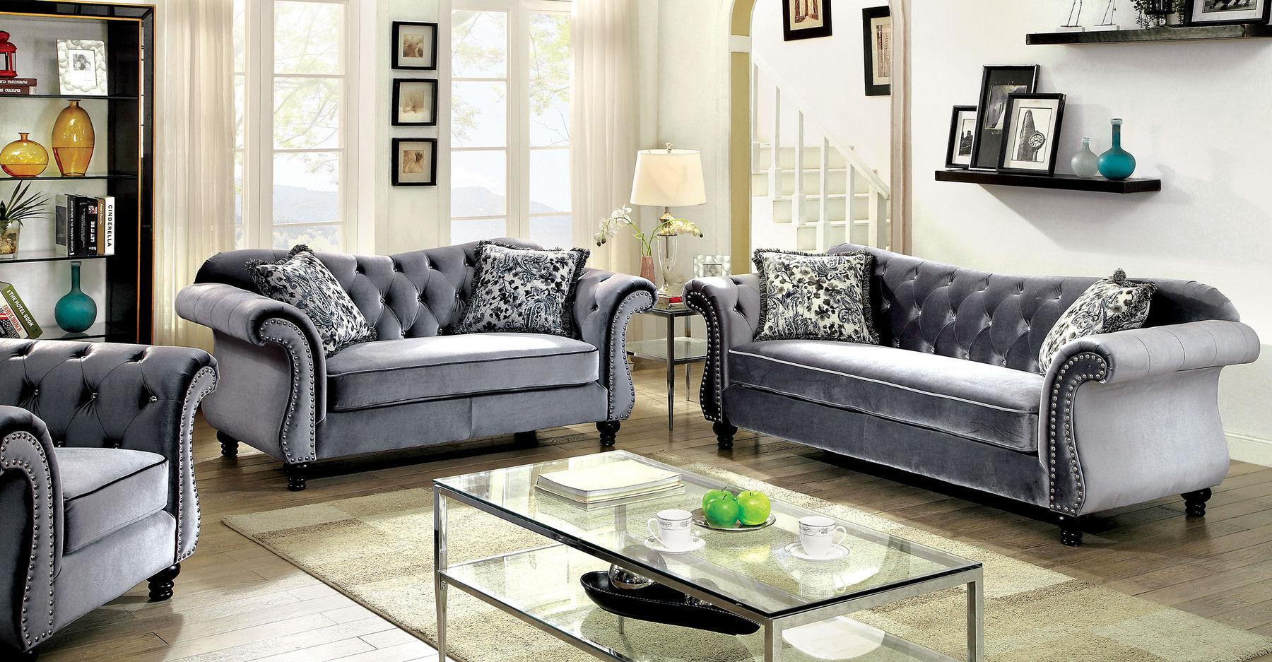 Furniture of america jolanda store blue sofa