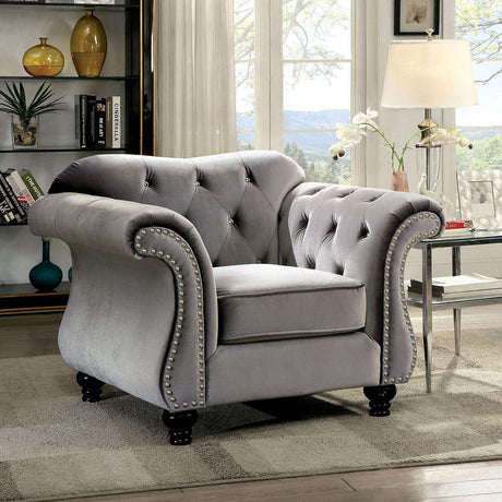 Jolanda Contemporary Flannelette Living Room Set by Furniture of America Furniture of America