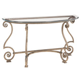 Solano Demilune Console Table Glass Top & Aged Bronze Iron Base | Bernhardt - sold by Home Elegance USA