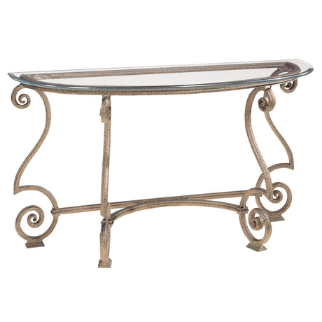 Solano Demilune Console Table Glass Top & Aged Bronze Iron Base | Bernhardt - sold by Home Elegance USA