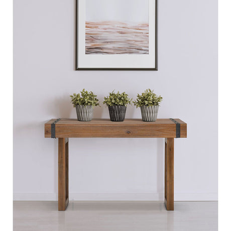 Brooklyn Walk Console Table in Burnt Umber Wood with Metal Accents – Aico Furniture