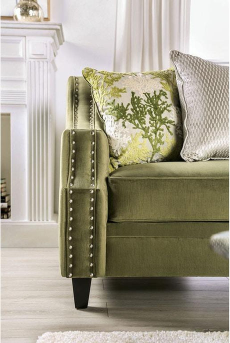 Kaye Transitional Green Microfiber Sofa and Loveseat by Furniture of America Furniture of America