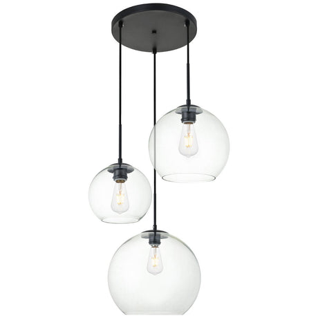 Baxter 3 - Light 20.9 - Inch Pendant | Elegant Lighting - ELL - LD2218BK - Home Elegance USA - 1