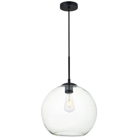 Baxter 1 - Light 11.8 - Inch Pendant With Clear Glass | Elegant Lighting - ELL - LD2224BK - Home Elegance USA - 1